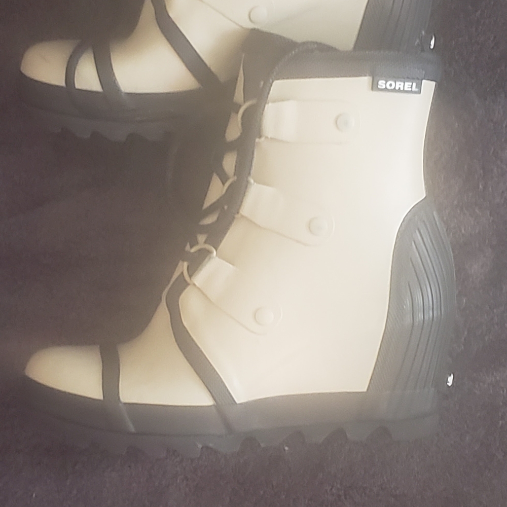 Sorel Men's Cream and Black Rain Boots